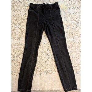 One World Denim Womens Cropped Jeans Sz S Black High-Rise Stretch Tulip Hem Ever